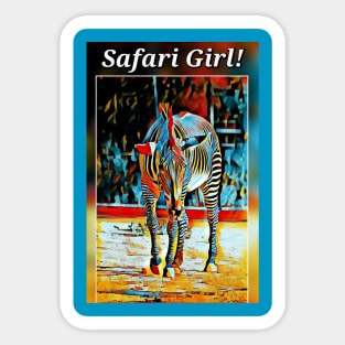 Safari Girl Zebra - Teal Sticker